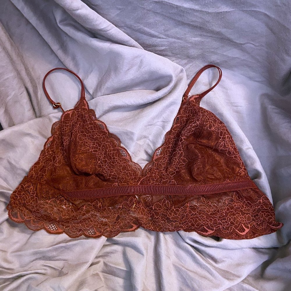 Madewell Lace Liana Longline Bra in Maroon